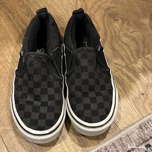 Vans Kids Black Checkered Slip-On Sneakers